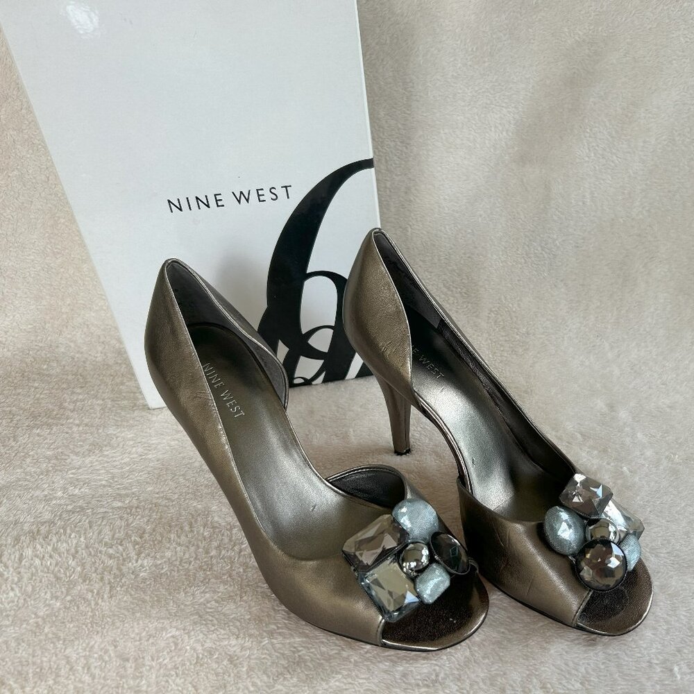 Nine West Jon Jeweled Peep Toe Pump